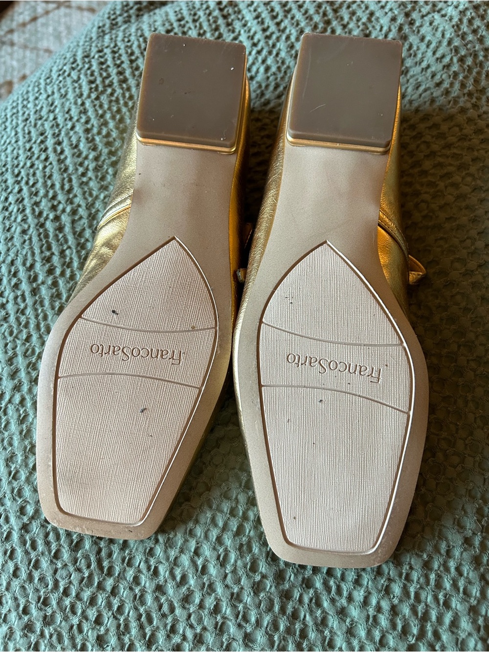 Franco Sarto Metallic Gold Mary Jane Flats - Picture 2 of 5